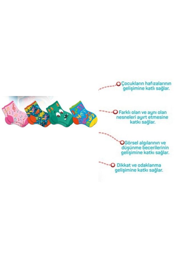 Kayıp Çoraplar Eşleştirme Kartları - 32 Çift Kart Çorap - 18 Ay Çocuklar Için - 3