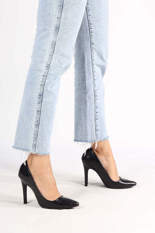 Stiletto Kroko Mat Siyah - 1
