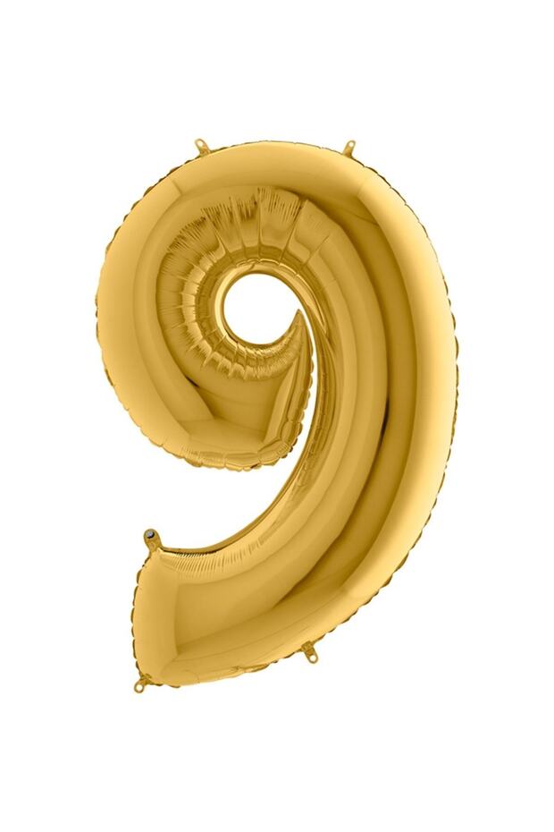 40 cm Gold Small Size Yellow Foil Balloon 16" Inch Gold Number 9
