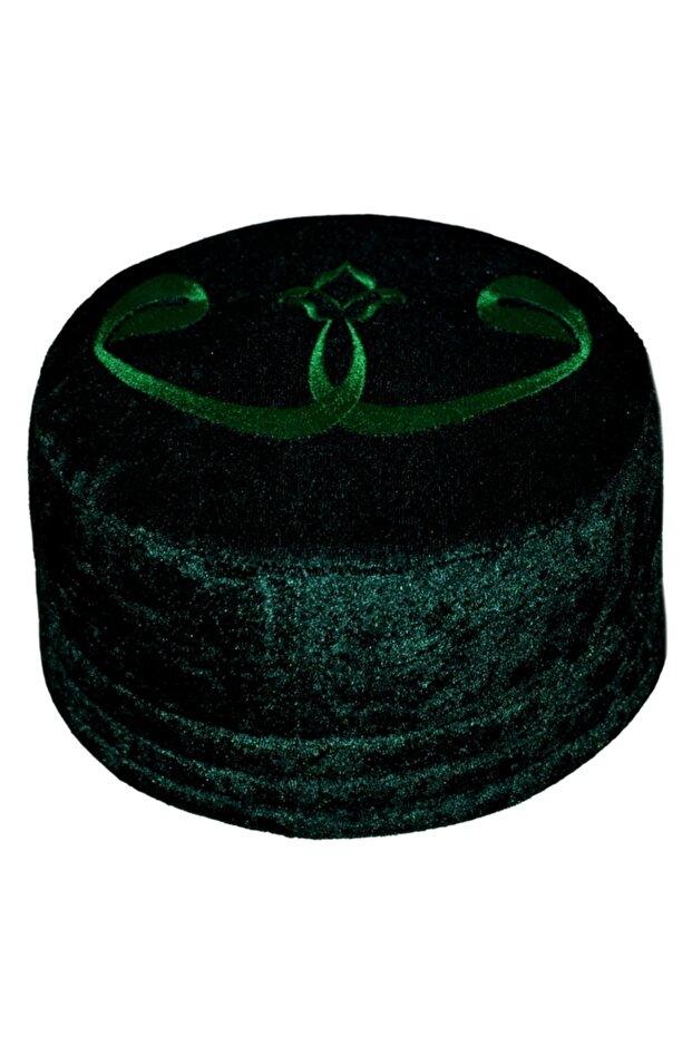 Vavlı Green Felt Skullcap, Skullcap, Vavlı Skullcap, Molded Skullcap, Yellowing Skullcap, Green Skullcap T058