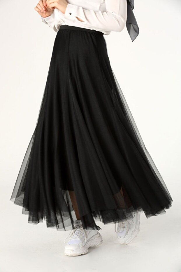 Black Layered Tulle Skirt