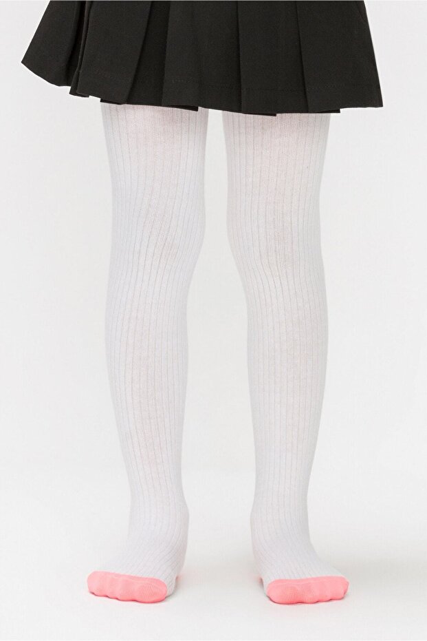 1 Piece White Color Knitwear Pantyhose