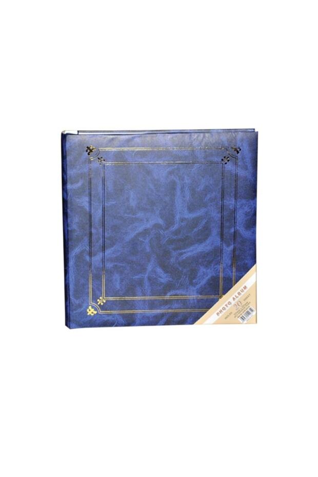20 Sheets (40 PAGES) Adhesive Blue Leather Cloth Album