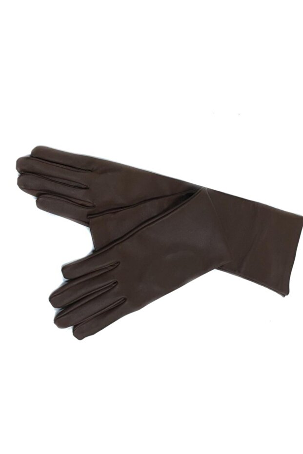 Taba Renk Uzun Bayan Deri Eldiven - 1