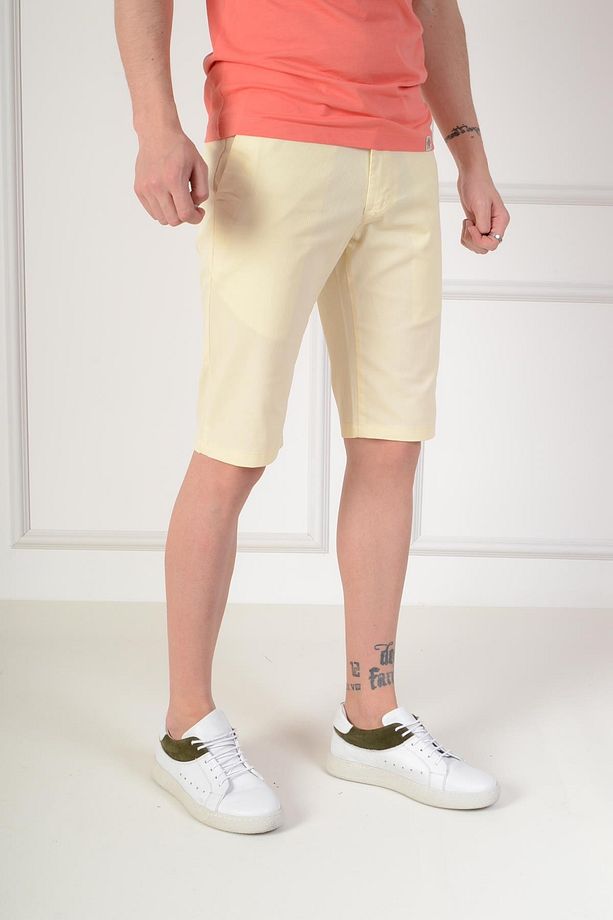 Bermuda Slim Fit Sarı Erkek Şort - 1