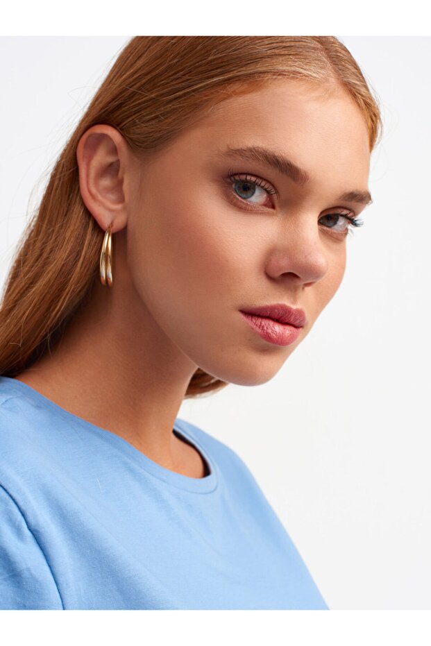 3471 Bisiklet Yaka Basic T-shirt-indigo - 3