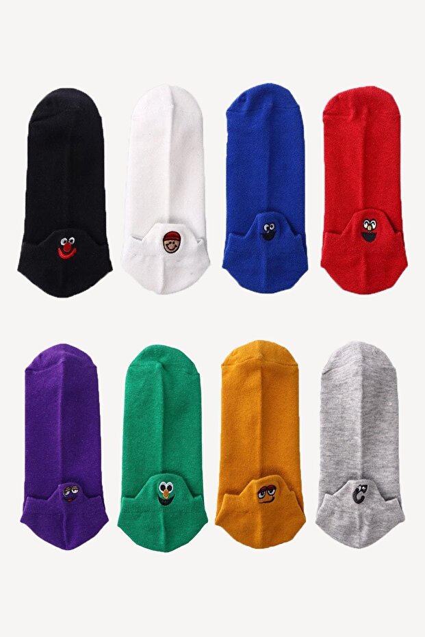 Unisex Colorful Set of 6 Emoji Patterned Booties Socks