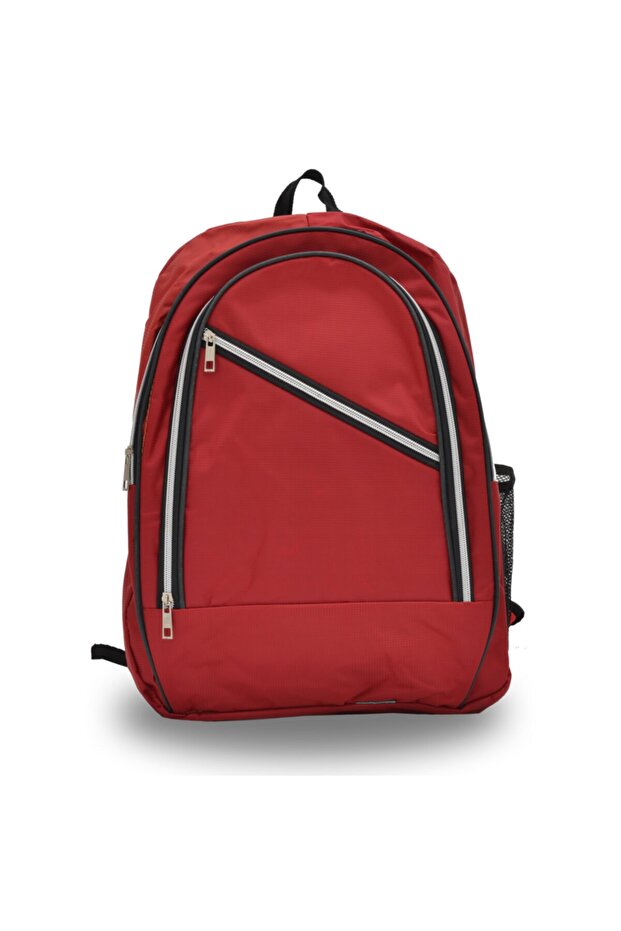 Multi-Compartment Red Reflective Zippered Backpack