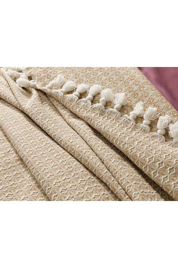 Bracket Dokuma Çift Kişilik Yatak Örtüsü 240x260 Cm Koyu Bej - 4