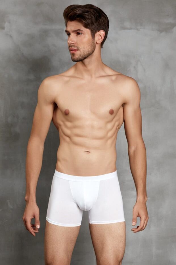Men's White Cotton Bag Regular Leg Boxer 1500