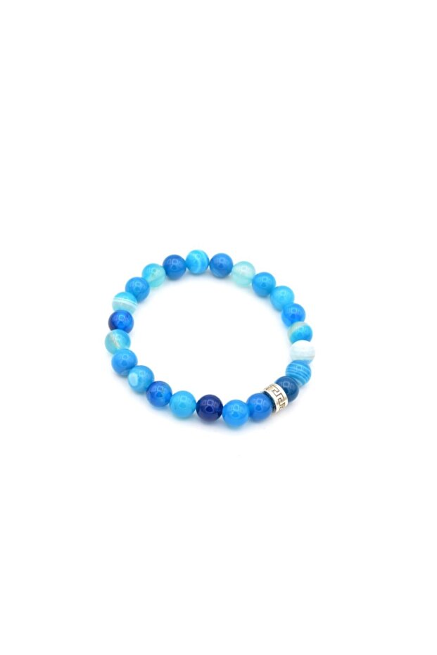 Natural Striped Blue Agate Bracelet 1st Quality Natural Stone