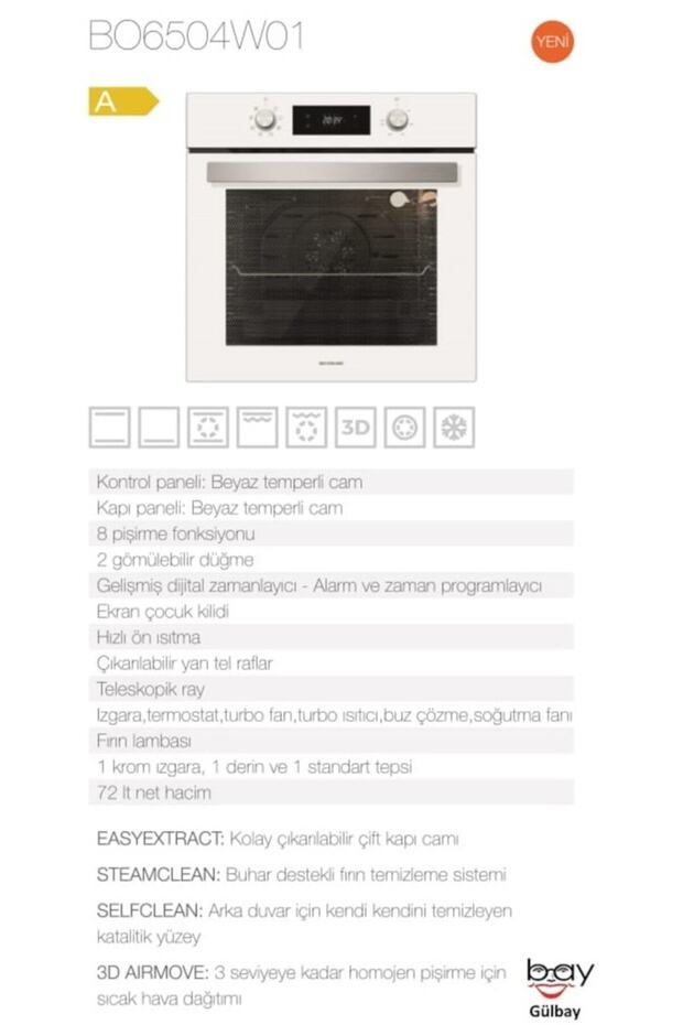 Beyaz 2'li Ankastre Set 5 Yıl Garanti (Cs5335w01+bo6504w01) - 7