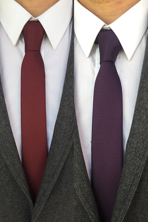 Burgundy And Purple Tie Handkerchief Set