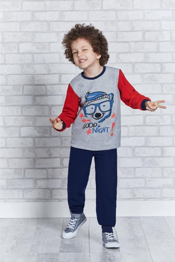 Uzun Kollu Erkek Çocuk Pijama Takımı Grimelanj - 1
