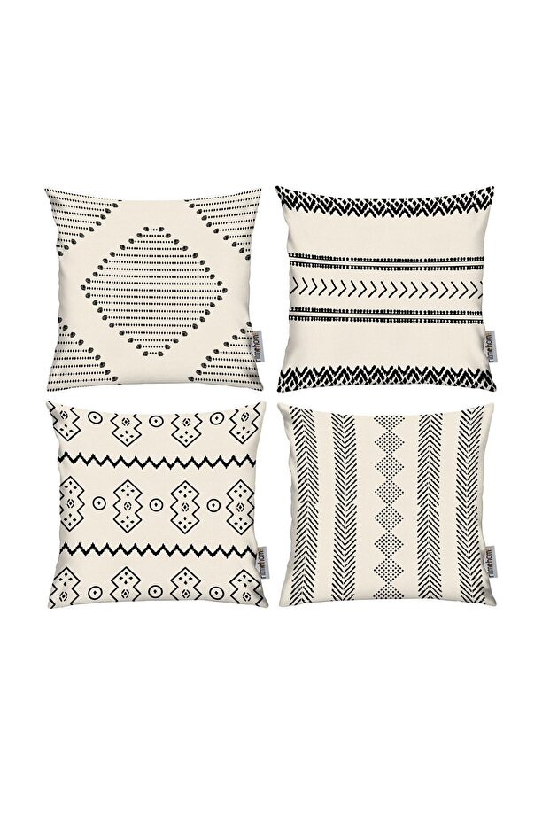 Nordic, Bohemian, Country, Ethnic, Modern, Cozy, Marine Double Sided Printed 4-Piece Throw Pillow Cover