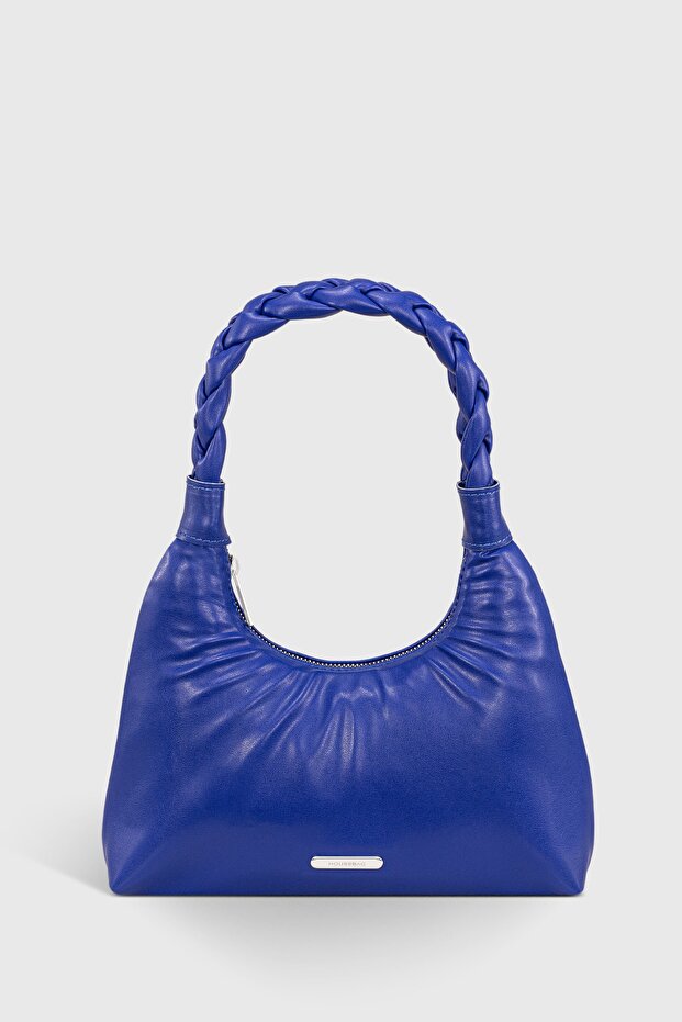Women's Cobalt Blue Knitted Handle Baguete Bag 215