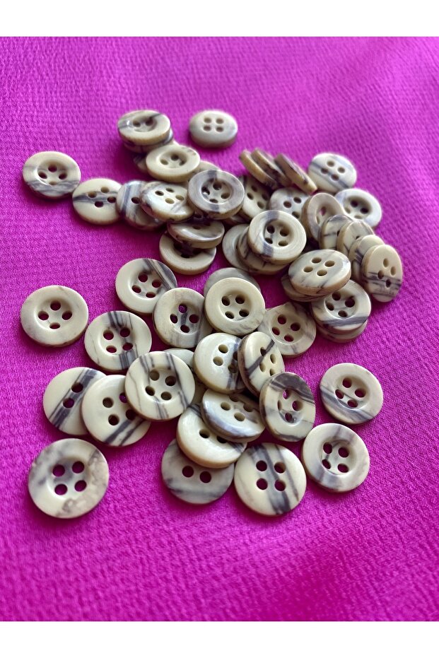 زر بيج منقوش باللون الرمادي 20 قطعة - 1