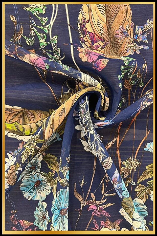 قماش مطبوع متعدد الشيفون بنمط أوراق الشجر (mt) - 1