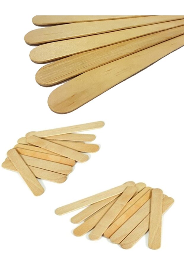 100 Adet Ahşap Ağda Spatulası - 1