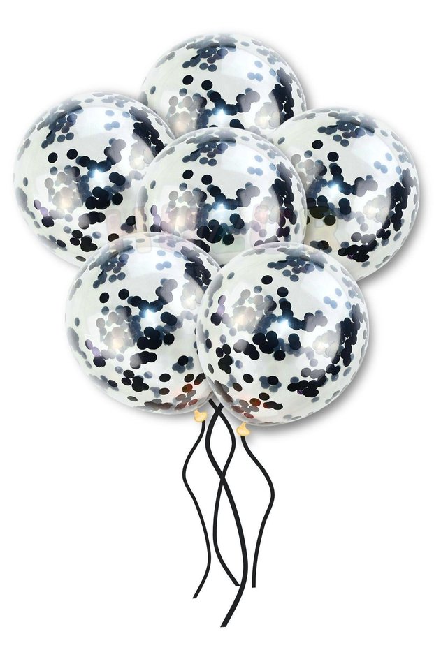 Black Confetili Transparent Balloon 10 Pieces 30 cm Sequined Balloon Balloon Scale Colorless Balloon Party