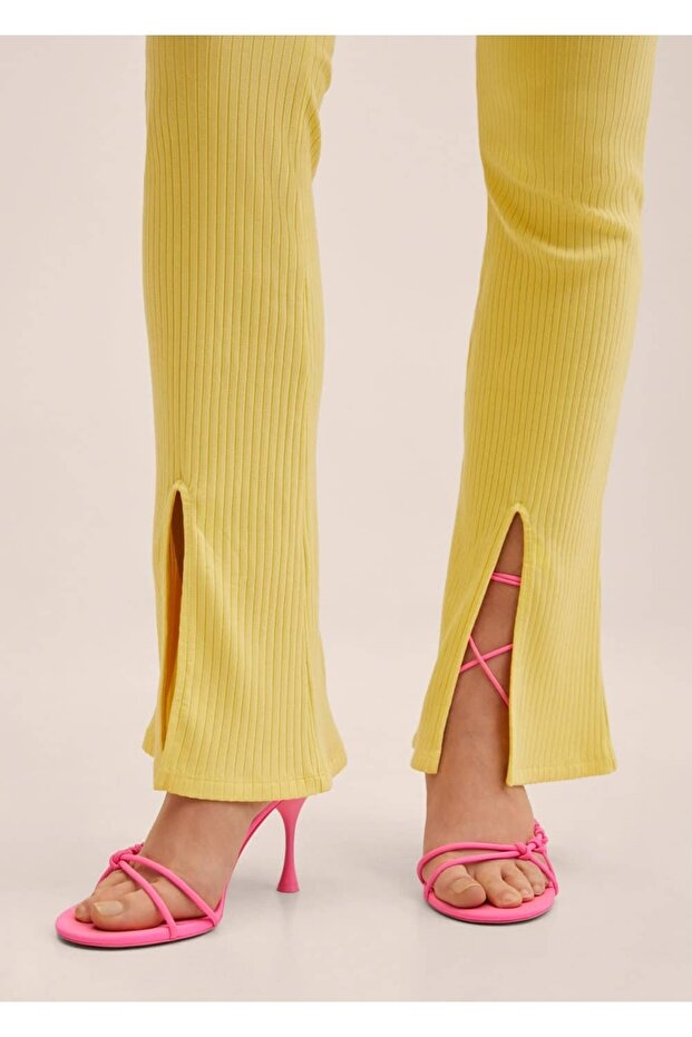 Yan Yırtmaçlı Triko Pantolon - 5