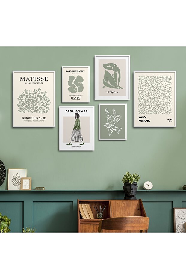White Laminated Framed 6-Piece Painting Set Six-009