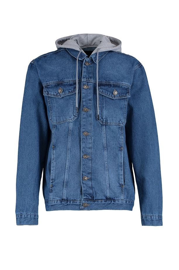 İndigo %100 Pamuk Regular Fit Örme Kapüşonlu Denim Ceket TMNAW23CE00019 - 7