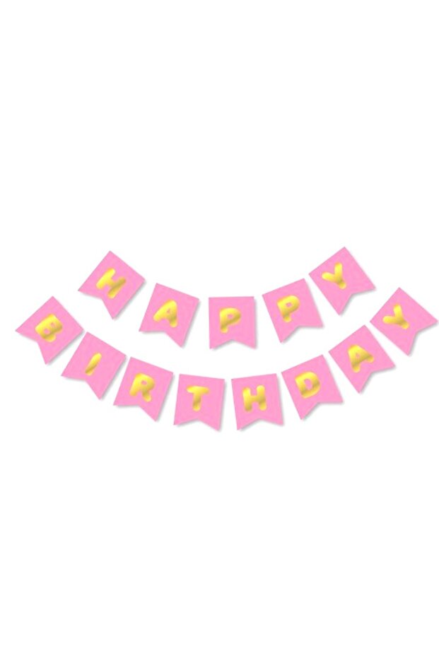 Gold on Pink Happy Birthday Gilded Letter Banner