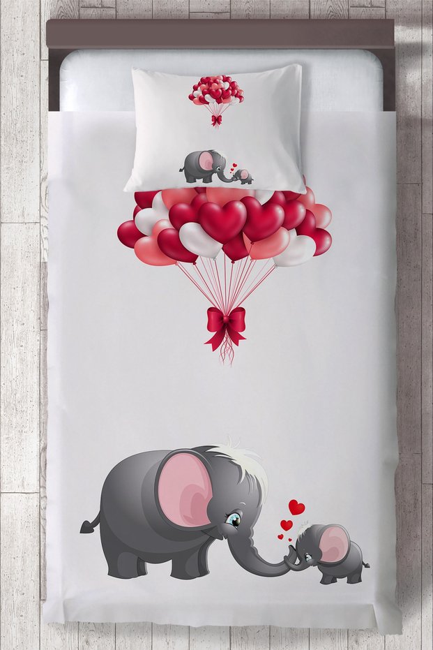 Baby and Children's Room Cute Elephant and Hearts Bedspread Bmyö-030