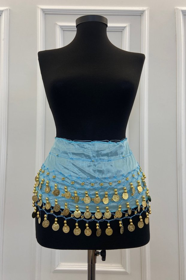 Blue Shakira Belly Dancer Dance Belt with Sequin Bells Henna Play Entertainment Bridesmaid Wedding Shakira Belt