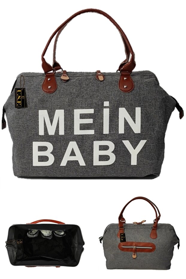 Baby Care Bag Mother Baby Care Backpack - Striped Gray Green