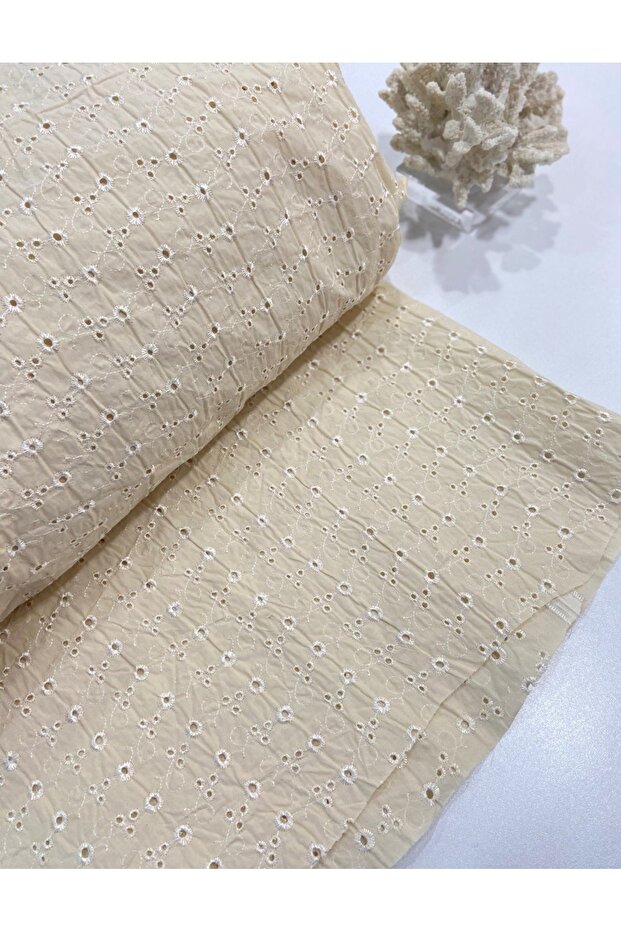 Scallop Fabric Cream Color 1 Meter Width:140Cm