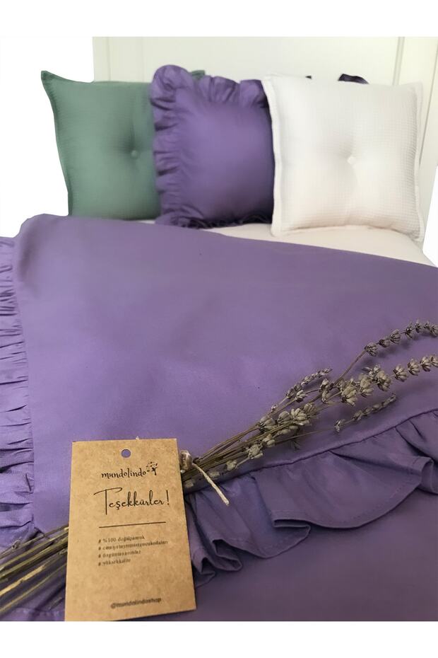 Fırfırlı Nevresim Takımı Lilac Tek Kişilik 2 Parça 160 X 220 Cm - 3