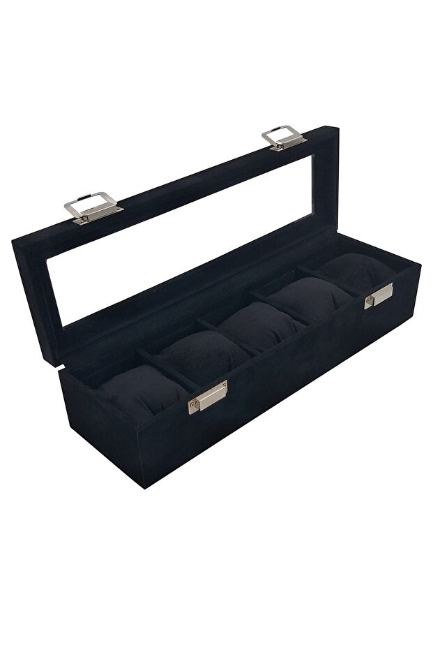 Watch Box 5 Pieces Alcantra Black