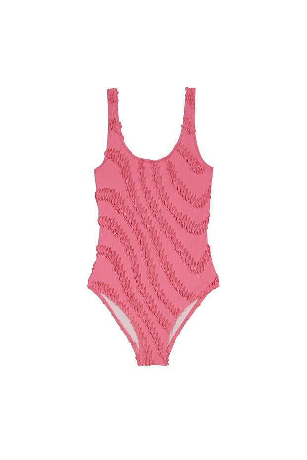 Kids Textured U Collar Swimsuit