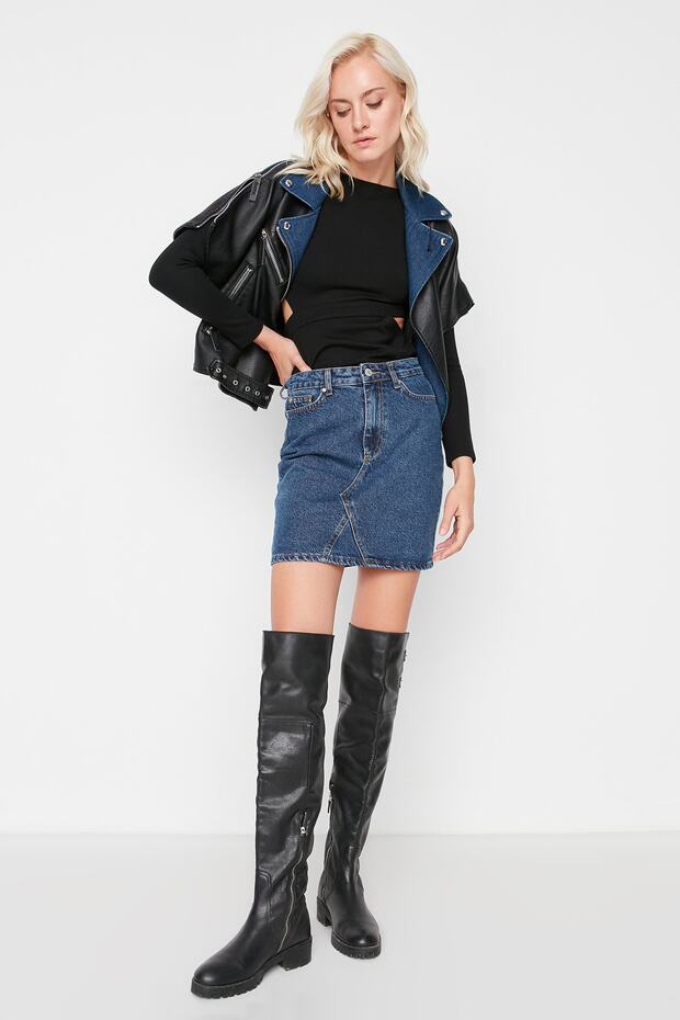 Indigo Basic Mini džínová sukně - 2