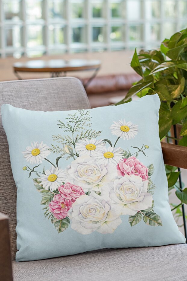 43x43cm Double Sided Throw Pillow Pillow Case Floral Woven Premium Thai Feather Fabric Krl131