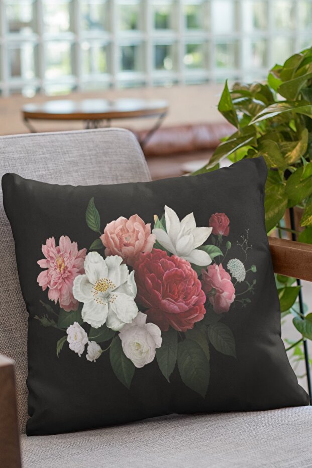 43x43cm Premium Thai Feather Woven Fabric Floral Double Sided Throw Pillow Pillow Case Krl436