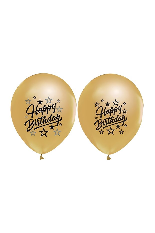 Mini Party Store Golden Stars Happy Birthday Printed 12" Gold Balloon