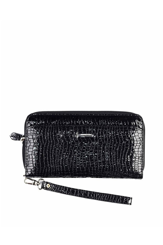 430 Crocodile 100% Genuine Leather Women's Wallet Patent Leather Black