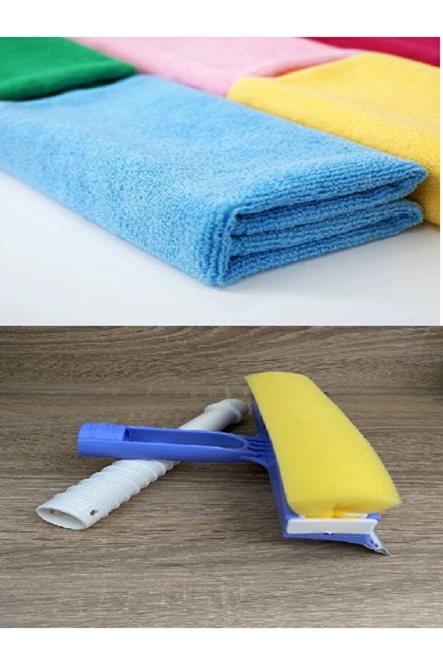 4-Pack Cloth+Sponge Mop Cleaning Set with Sponge Mop for Workplace Mirror Cleaning and Glass