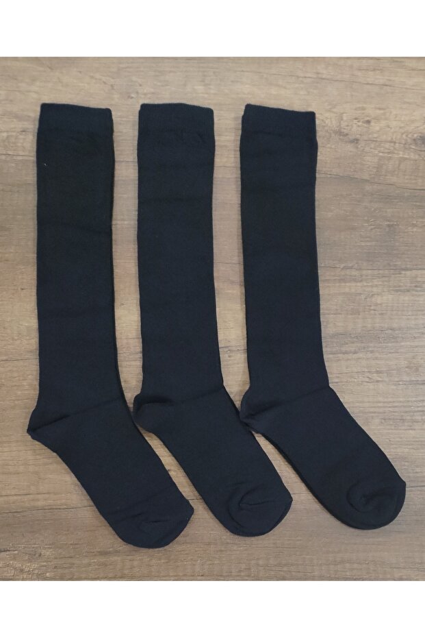 Girl's Knee-Length School Socks Cotton 3 Pairs