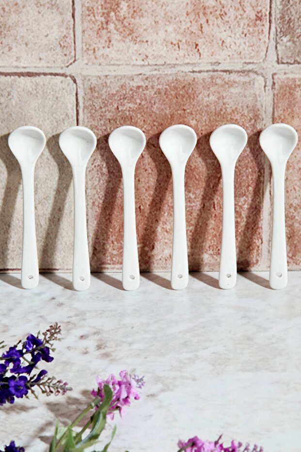 Set of 6 Porcelain Spoons - 13 Cm Gsa-28