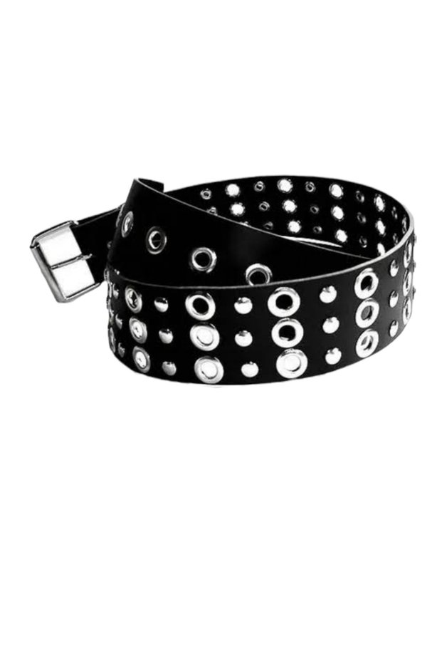 Gothic Punk Metallica Style Studded Belt with Cowboy Buckle
