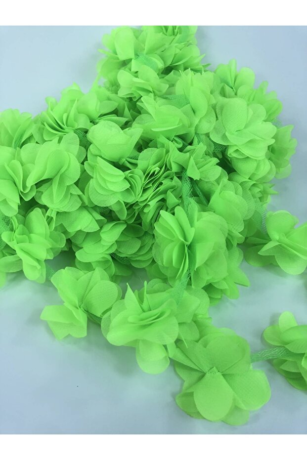 Neon Green Laser Cut Rose Decoration Packaging Material Organza Fabric Artificial Flower 12 Pieces Rose – Deko
