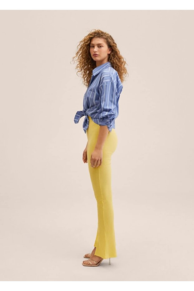 Yan Yırtmaçlı Triko Pantolon - 8