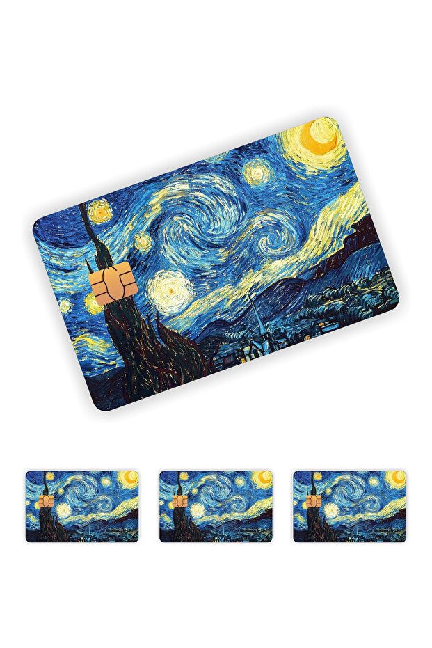 4 قطع من ملصقات بطاقات Van Gogh المطلية بالبطاقات