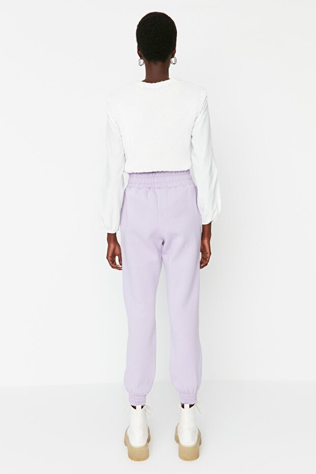 Lila Basic Jogger Dicke Fleece Strick Jogginghose TWOAW21EA0010 - 14