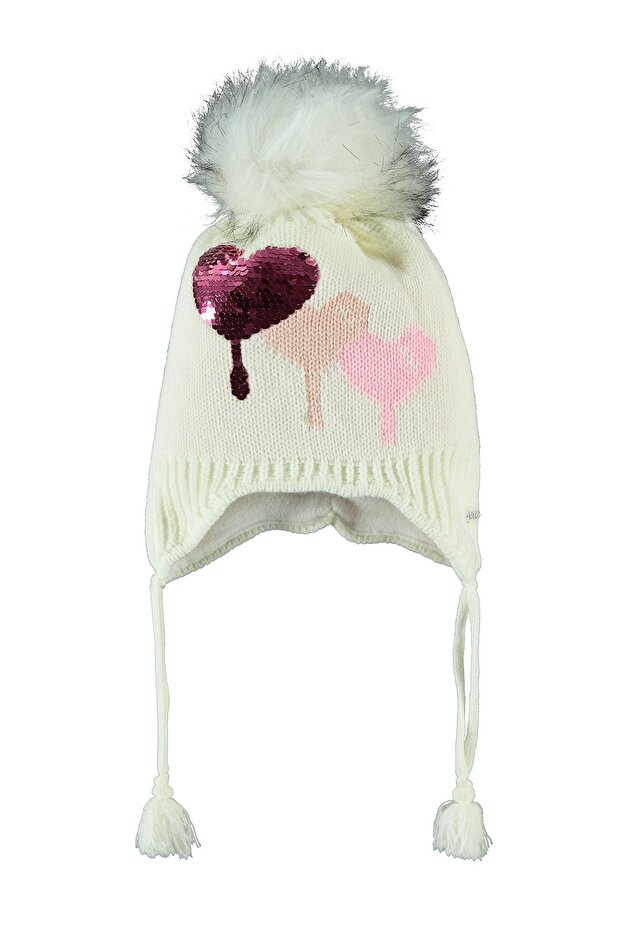 Girl's Eared Fleece Beret 1-4 Years Old Cream