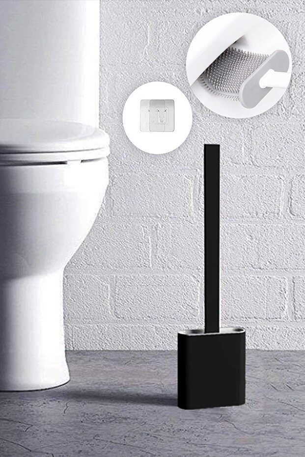Black Color Silicone Toilet Brush | Bendable Practical Silicone WC Toilet Brush